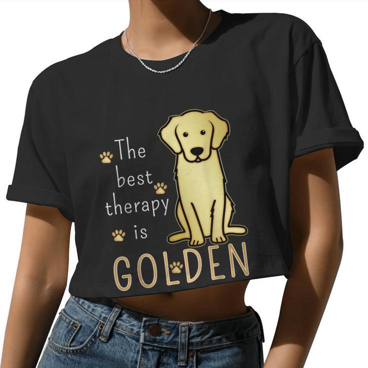 The Best Therapy Is Golden Retriever Dog Women Cropped T-shirt
