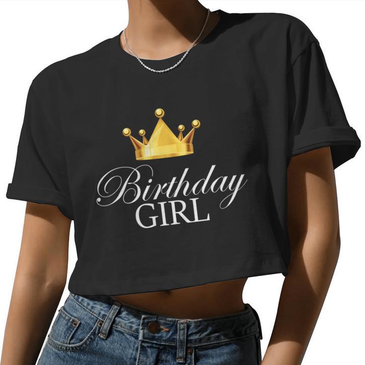 Birthday Girl Queen Crown Limited Edition Women Cropped T-shirt