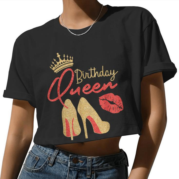 Birthday Queen Happy Birthday Quote Girls Women Women Cropped T-shirt