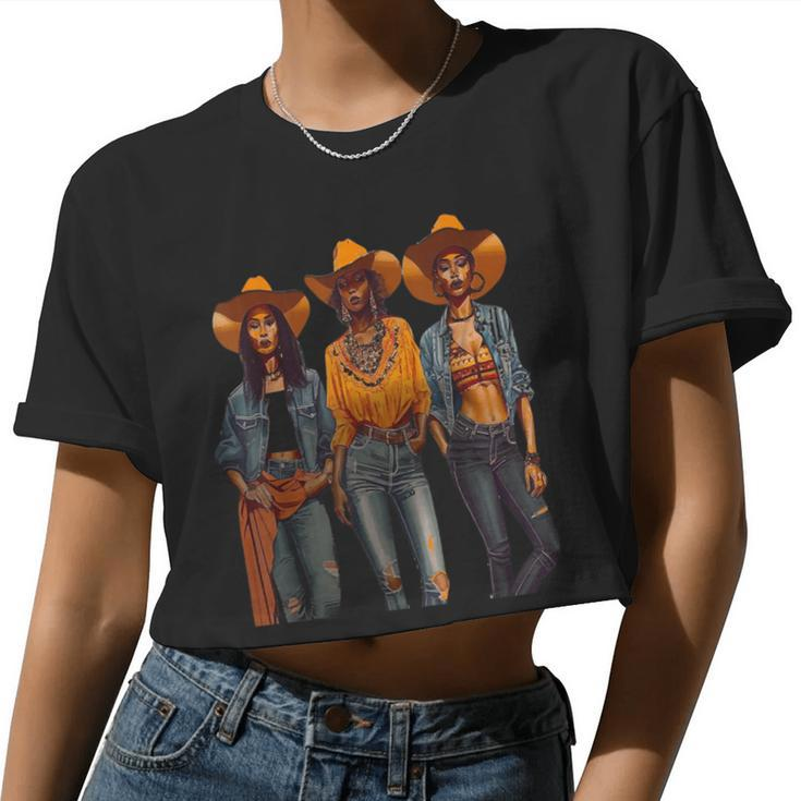 Black Cowgirls African American Texas Girls Women Women Cropped T-shirt