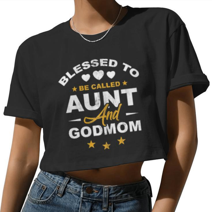 Blessed To Be Called Aunt And Godmom Lovely Xmas Women Cropped T-shirt