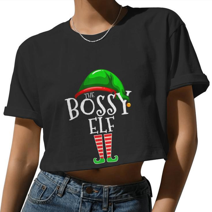 The Bossy Elf Group Matching Family Christmas  Women Cropped T-shirt