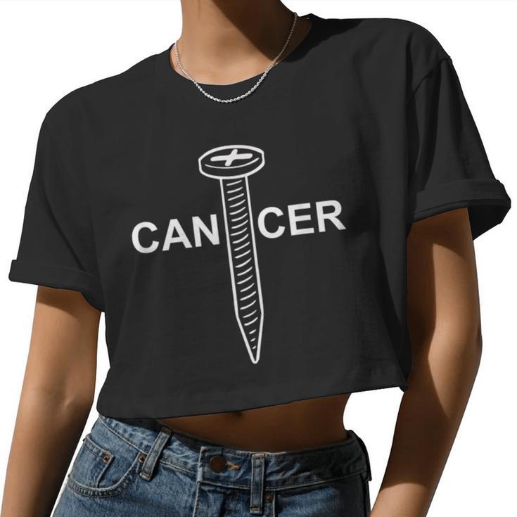 Cancer Awareness Screw Cancer Womens Women Cropped T-shirt