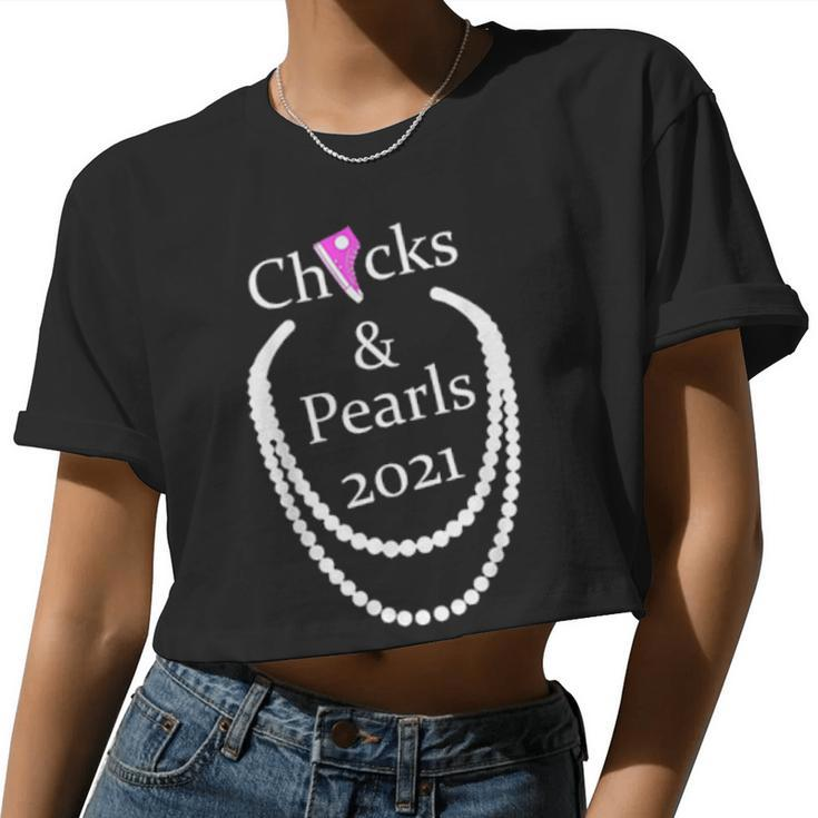 Chucks And Pearls Teacher Vintage Valentine Apparel Women Cropped T-shirt