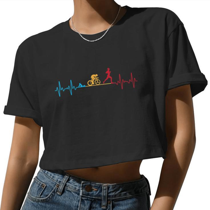 Cool Triathlon Art For Men Women Triathlete Endurance Sport Women Cropped T-shirt