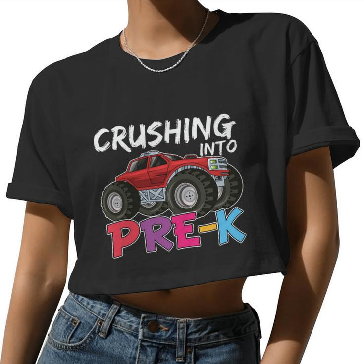 Crushing Into Prek Monster Truck Back To School Women Cropped T-shirt