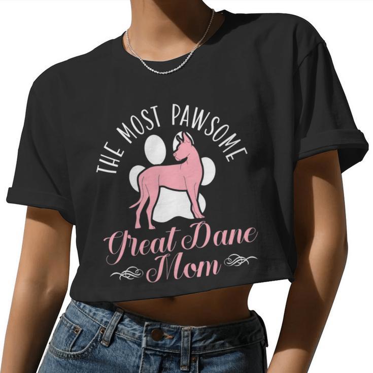 Dog Mom Dog Breed Animal Great Dane Mom Women Cropped T-shirt