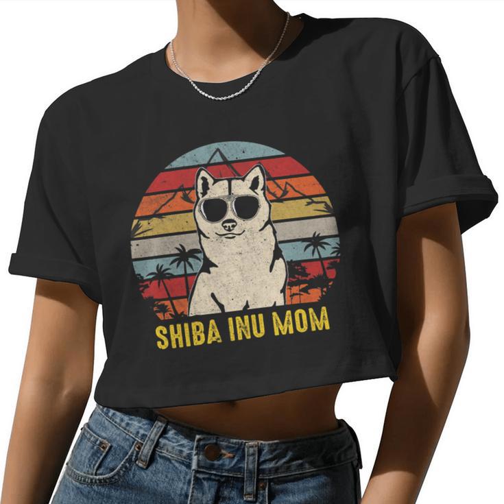 Dog Shiba Inu Womens Vintage Shiba Inu Mom Dog Lover Women Cropped T-shirt