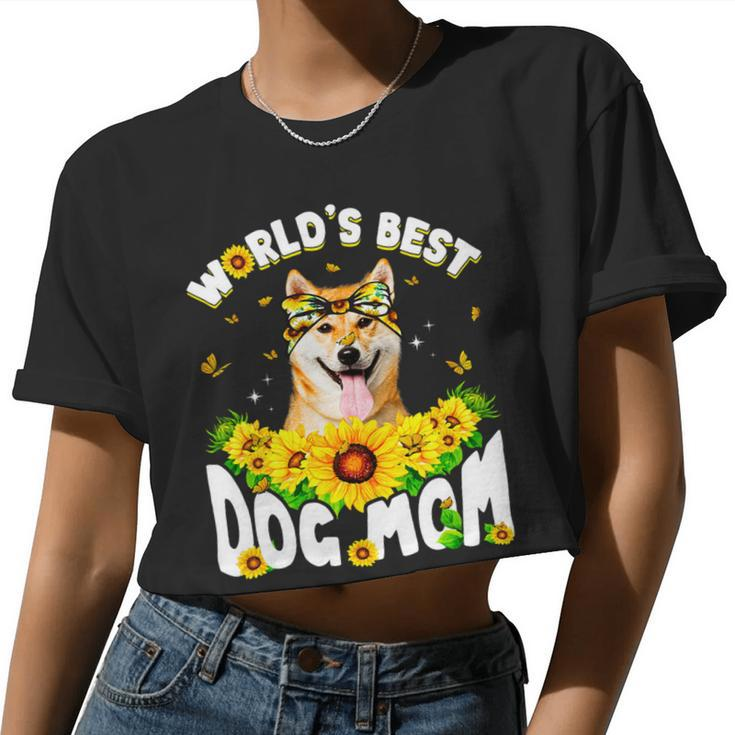 Dog Shiba Inu Worlds Best Shiba Inu Dog Mom  Women Cropped T-shirt