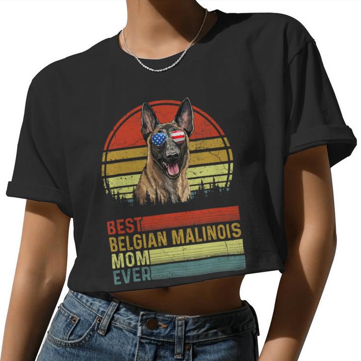 Dog Vintage Best Belgian Malinois Mom Ever Mother Day Puppy Women Cropped T-shirt