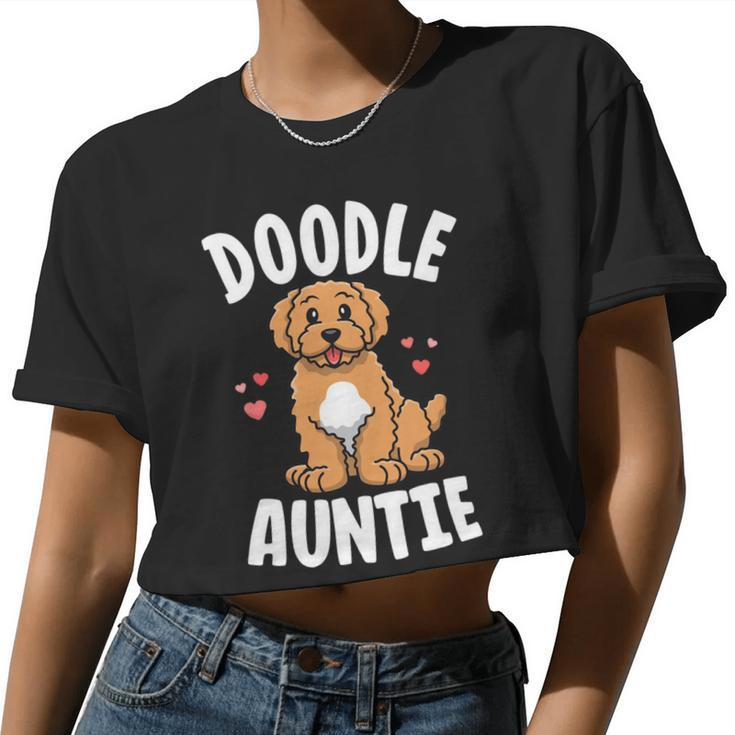 Doodle Auntie Goldendoodle Shirts Women Kawaii Dog Aunt Women Cropped T-shirt