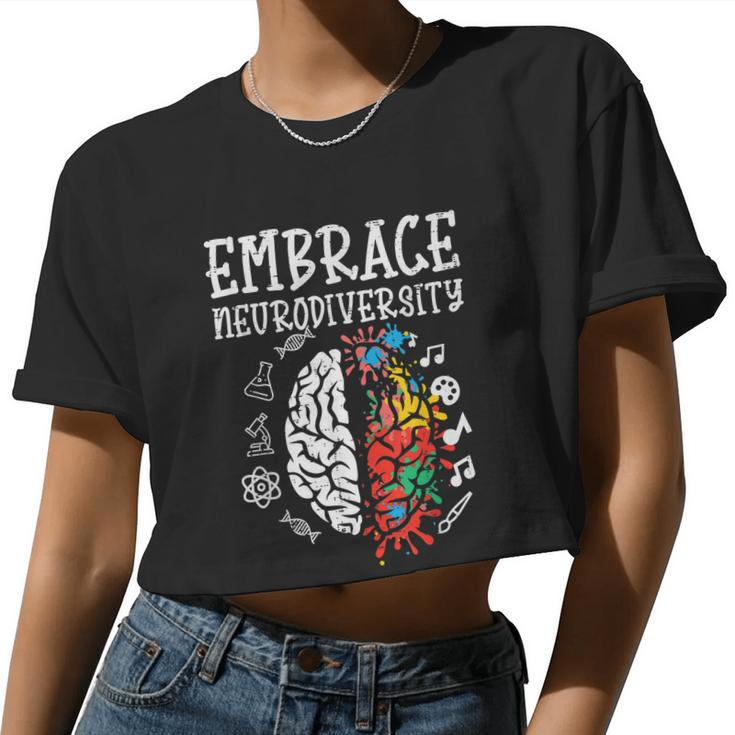 Embrace Neurodiversity Autism Awareness Asd Men Women Kids Women Cropped T-shirt