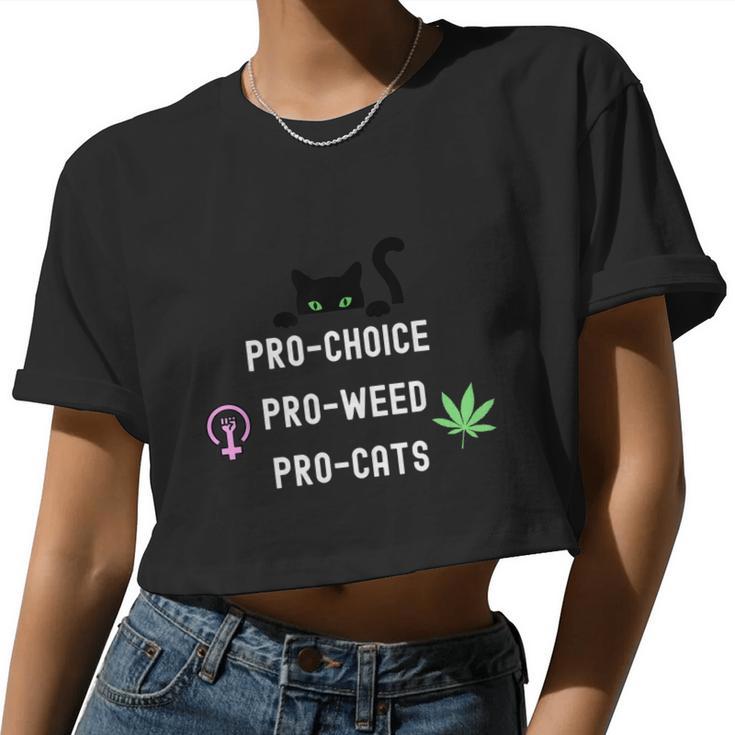 Feminism And 420 Pro Choice Pro Cats Pro Weed Feminist Women Cropped T-shirt