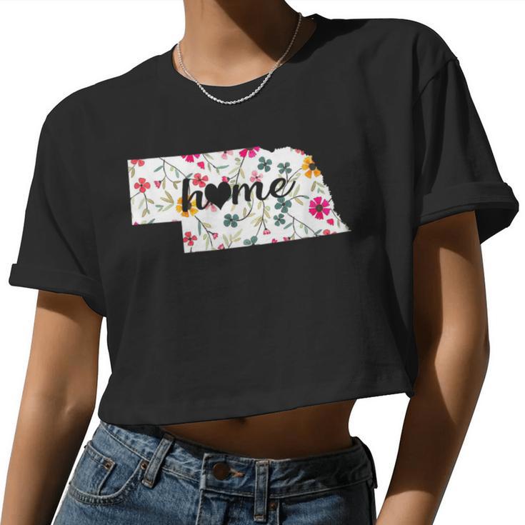 Floral Nebraska Home Women Cropped T-shirt