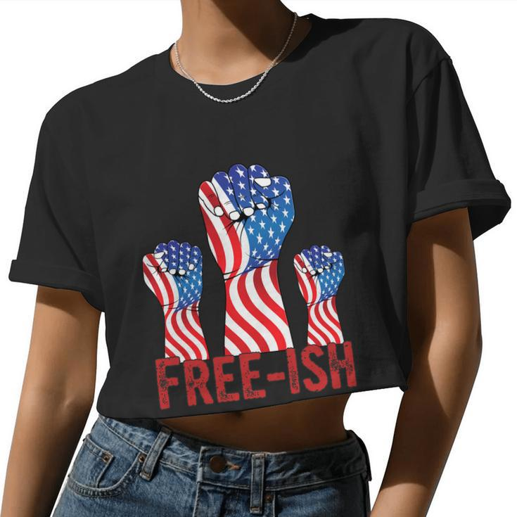 Freeish Fourth Of July American Independence Day Graphic Plus Size Shirt For Men Women Cropped T-shirt