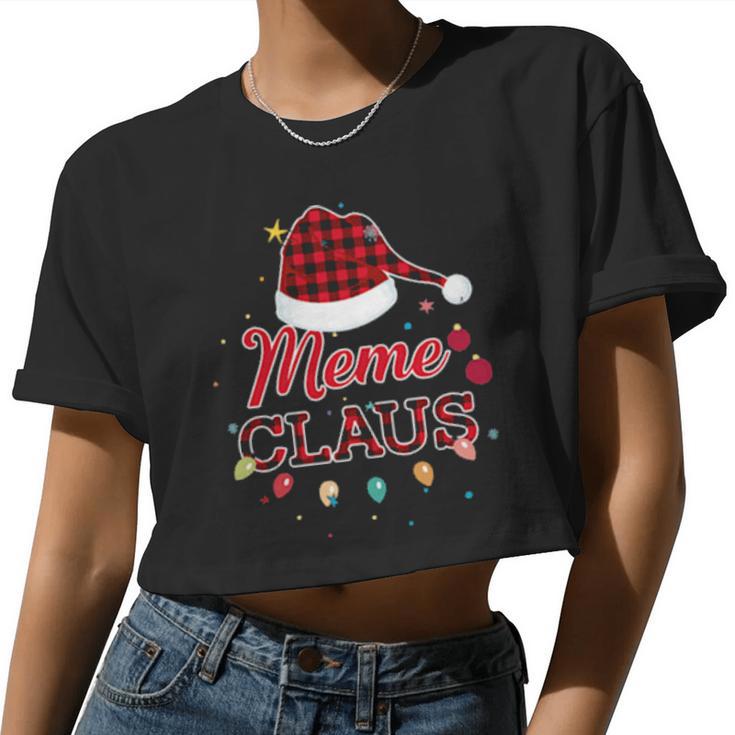 French Grandma Meme Claus Santa Outfit Plaid Xmas Cute Women Cropped T-shirt