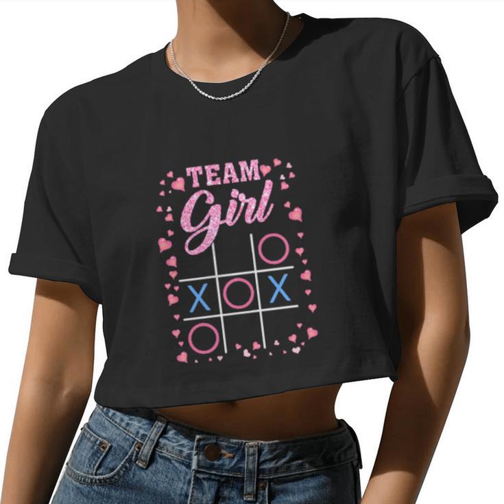 Fun Gender Reveal Baby Shower Party Team Girl Women Cropped T-shirt