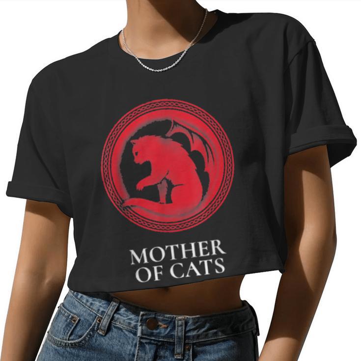 Fun Mother Of Cats Cat With Wings Women Cropped T-shirt