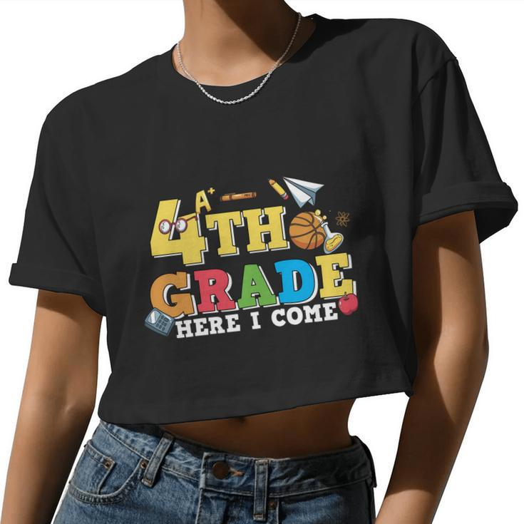 4Th Grade Here I Come Back To School Women Cropped T-shirt