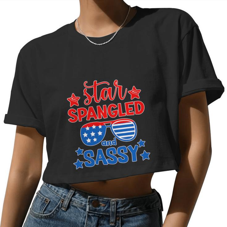 4Th Of July Star Spangled And Sassy Women Cropped T-shirt