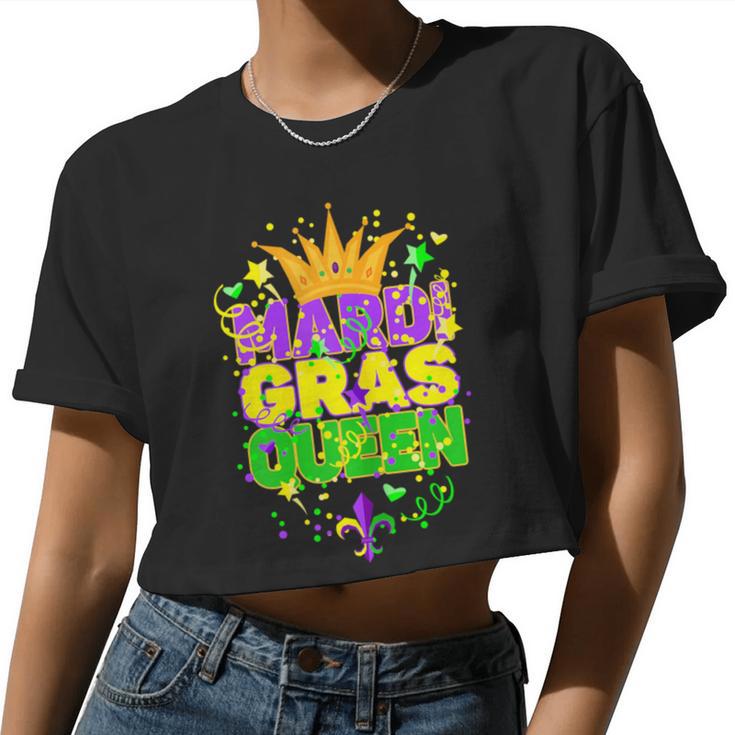 Carnival Party Confetti Outfit Mardi Gras Queen Crow Women Cropped T-shirt