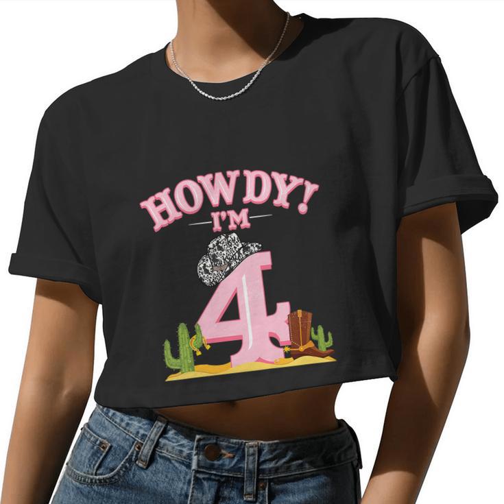 Cowgirl 4Th Birthday Western Country Southern Women Cropped T-shirt