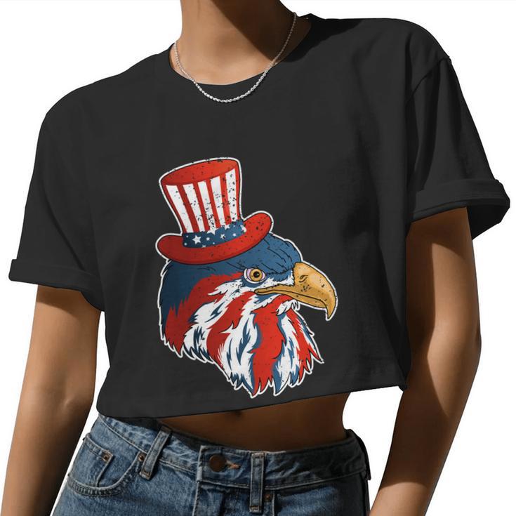 Eagle Mullet 4Th Of July With American Flag Women Cropped T-shirt