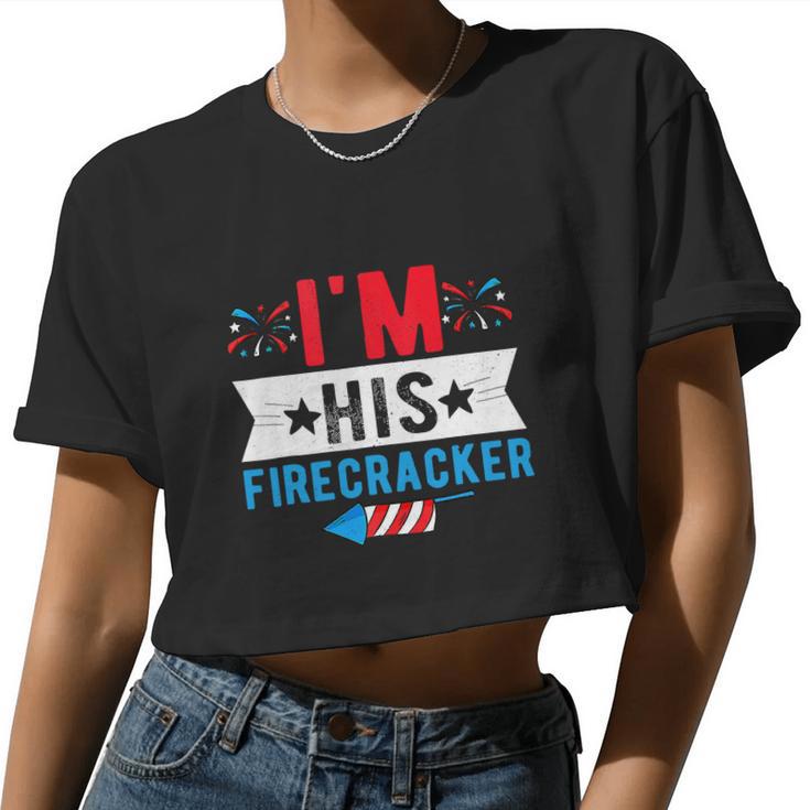 Firecracker Cute 4Th Of July American Flag Women Cropped T-shirt