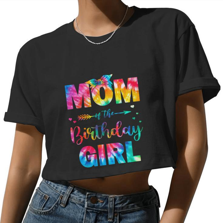 Mom Of The Birthday Girl Mama Tie Dye Women Cropped T-shirt