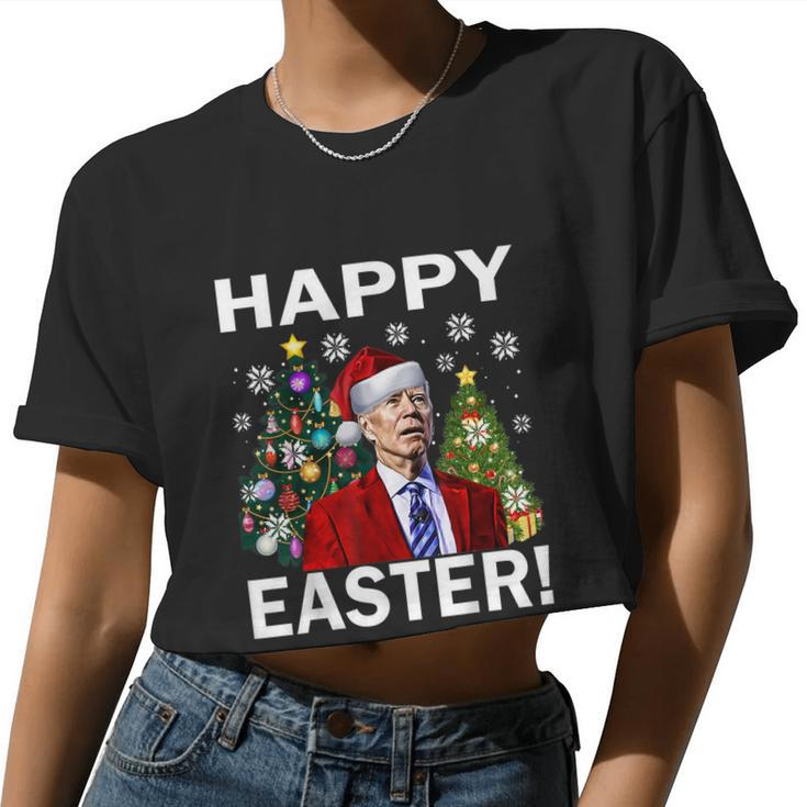 Santa Biden Happy Easter Christmas Women Cropped T-shirt