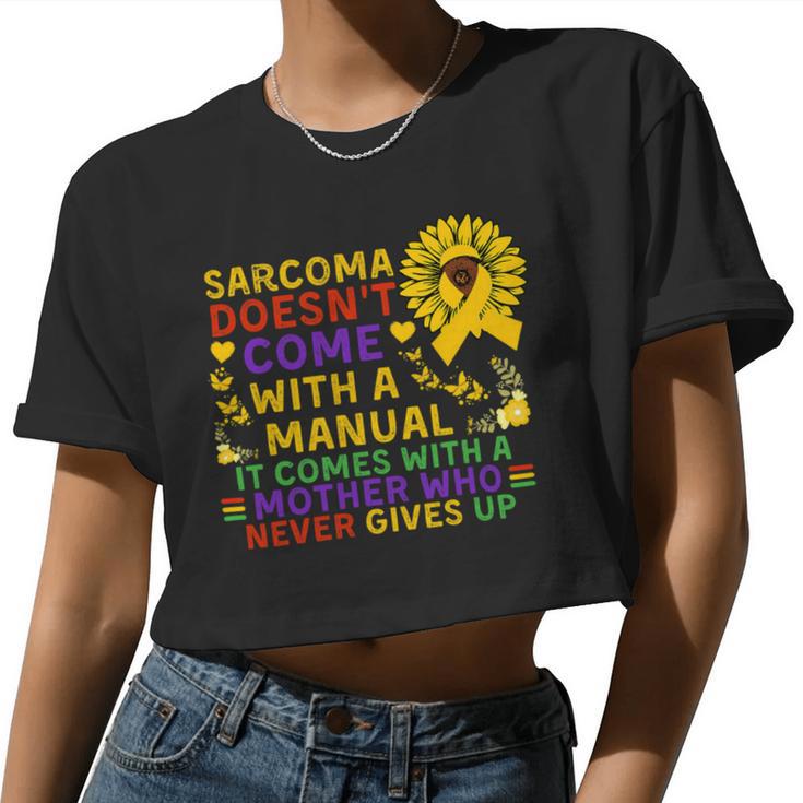 Sarcoma Mother Quote Sunflower With Butterflies Women Cropped T-shirt