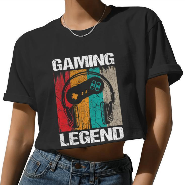 Gaming Legend Pc Gamer Video Games Boys Teenager Kids V2 Women Cropped T-shirt
