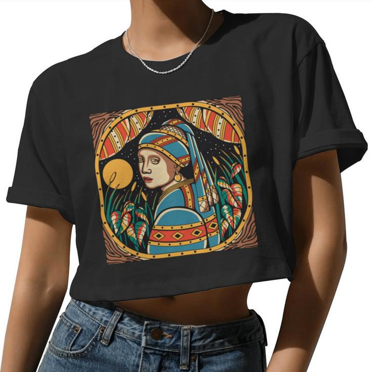 Girl With A Pearl Ear Ring Vintage Women Cropped T-shirt