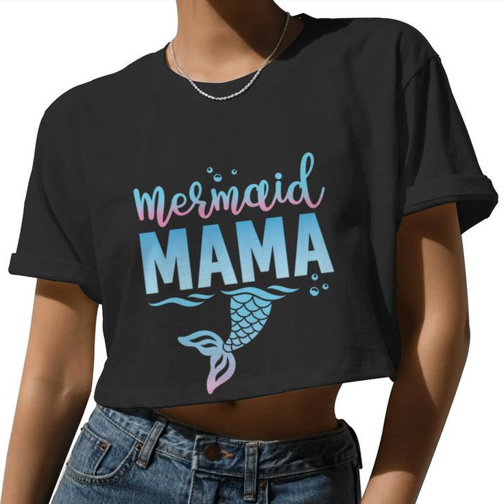 Girls Birthday Mermaid Mama Matching Family For Mom Women Cropped T-shirt