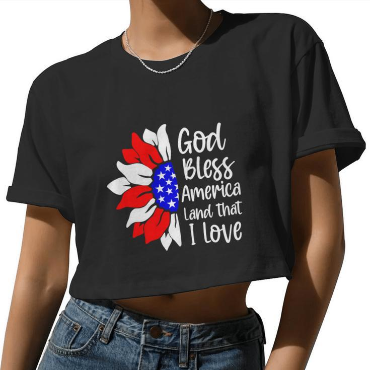 God Bless America Land That I Love 4Th Of July Women Cropped T-shirt
