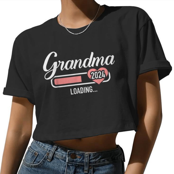 Grandma 2024 Loading For Pregnancy Announcement Women Cropped T-shirt