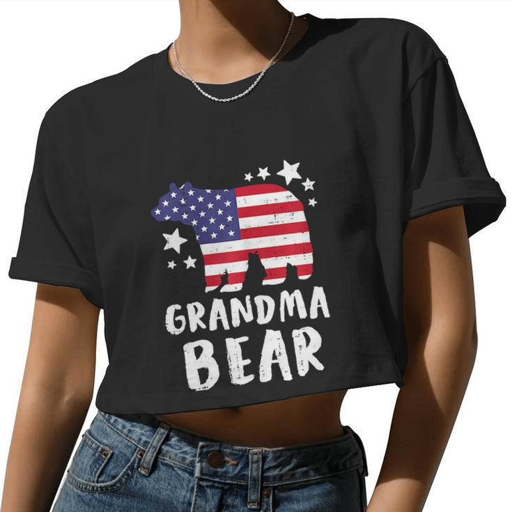 Grandma Bear Grandmother 4Th Of July Women Cropped T-shirt