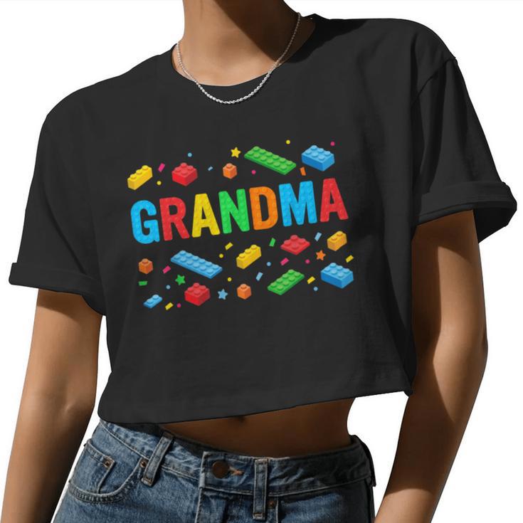 Grandma Master Builder Building Bricks Blocks Family Women Cropped T-shirt