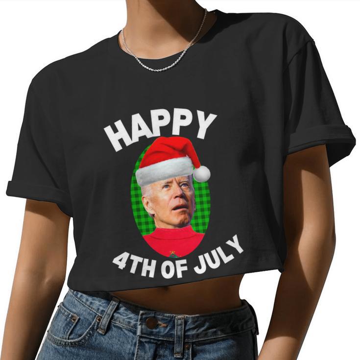 Happy 4Th Of July Christmas Xmas Joe Biden President Women Cropped T-shirt