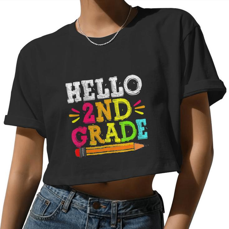 Hello 2Nd Grade Back To School For Students Teachers Women Cropped T-shirt