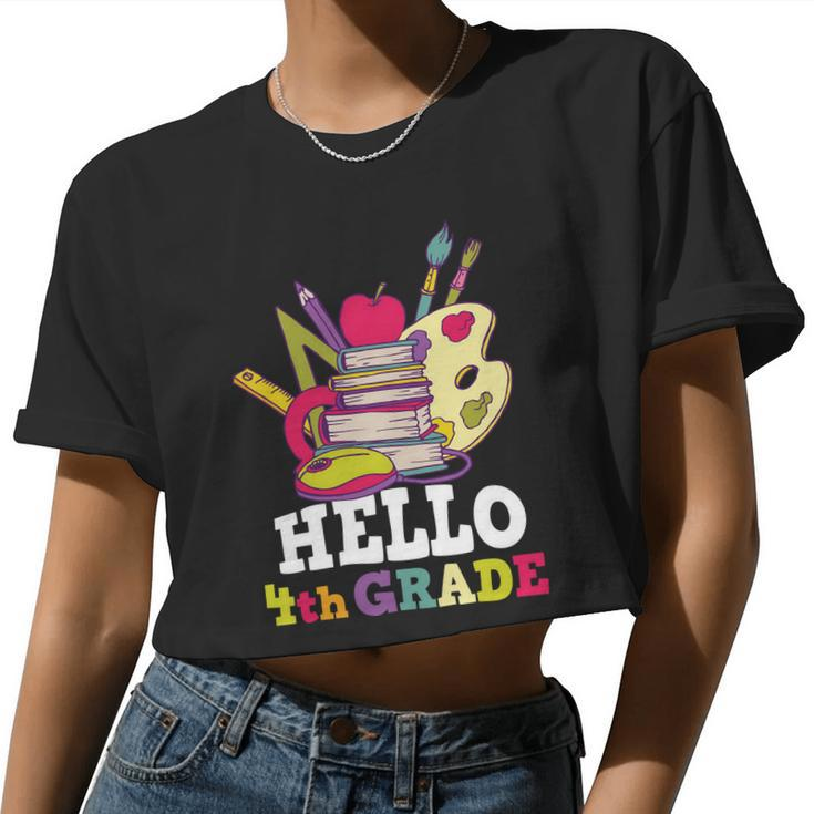 Hello 4Th Grade Back To School Shirt Fourth Grade Women Cropped T-shirt
