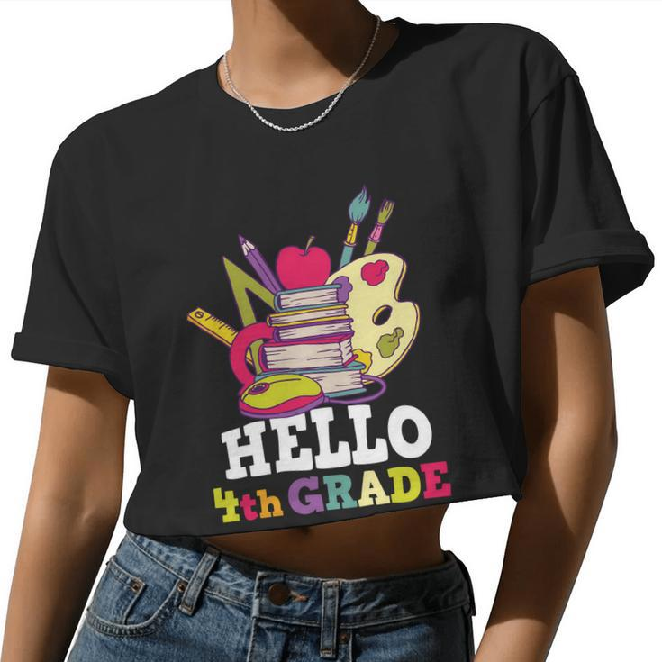 Hello 4Th Grade First Day Of School Back To School Women Cropped T-shirt