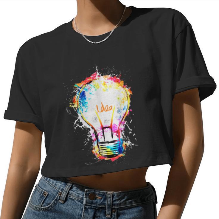 Idea Explosion Creative Genius Light Bulb Women Women Cropped T-shirt