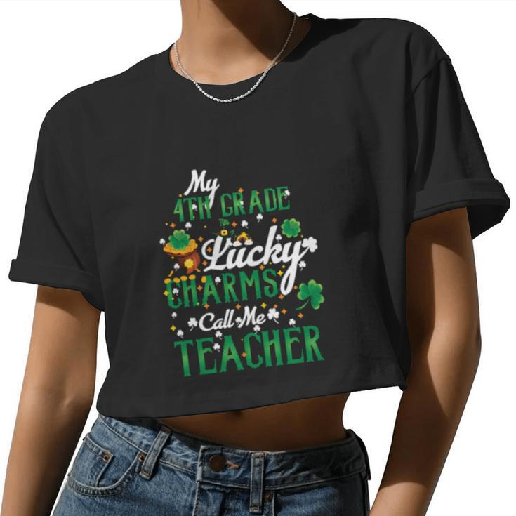 Irish Teacher St Patricks Day 4Th Grade Teacher Women Cropped T-shirt
