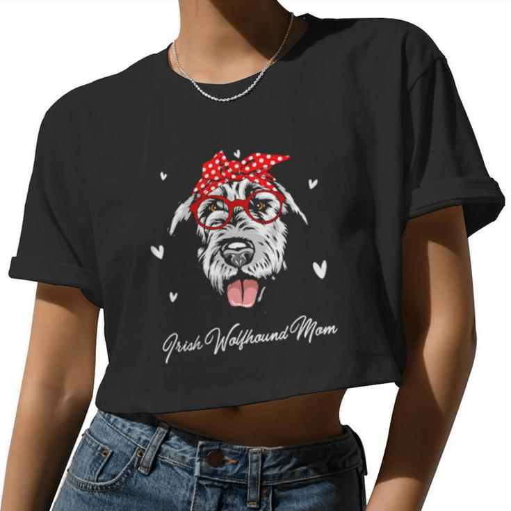 Irish Wolfhound Mom Leopard Print Dogs Mother Day Women Cropped T-shirt