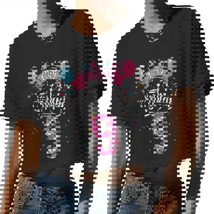 It's My 9Th Birthday 9 Year Old For Girl Women Cropped T-shirt