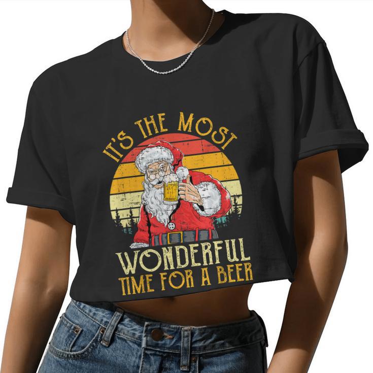 It's The Most Wonderful Time For A Beer Christmas Men Xmas Tshirt Women Cropped T-shirt