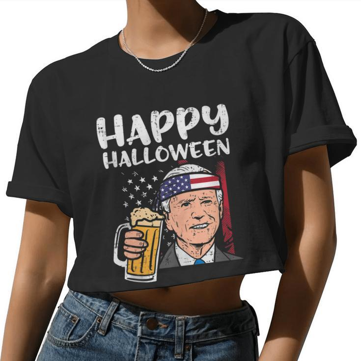 Joe Biden Us Flag Happy Halloween Patriotic Men Women Women Cropped T-shirt