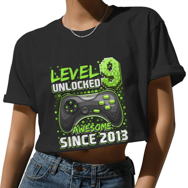 Level 9 Unlocked Awesome 2013 Video Game 9Th Birthday V2 Women Cropped T-shirt