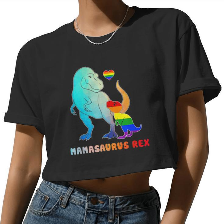 Lgbt Mamasaurus Rex Mom Mother Rainbow Pride Women Cropped T-shirt